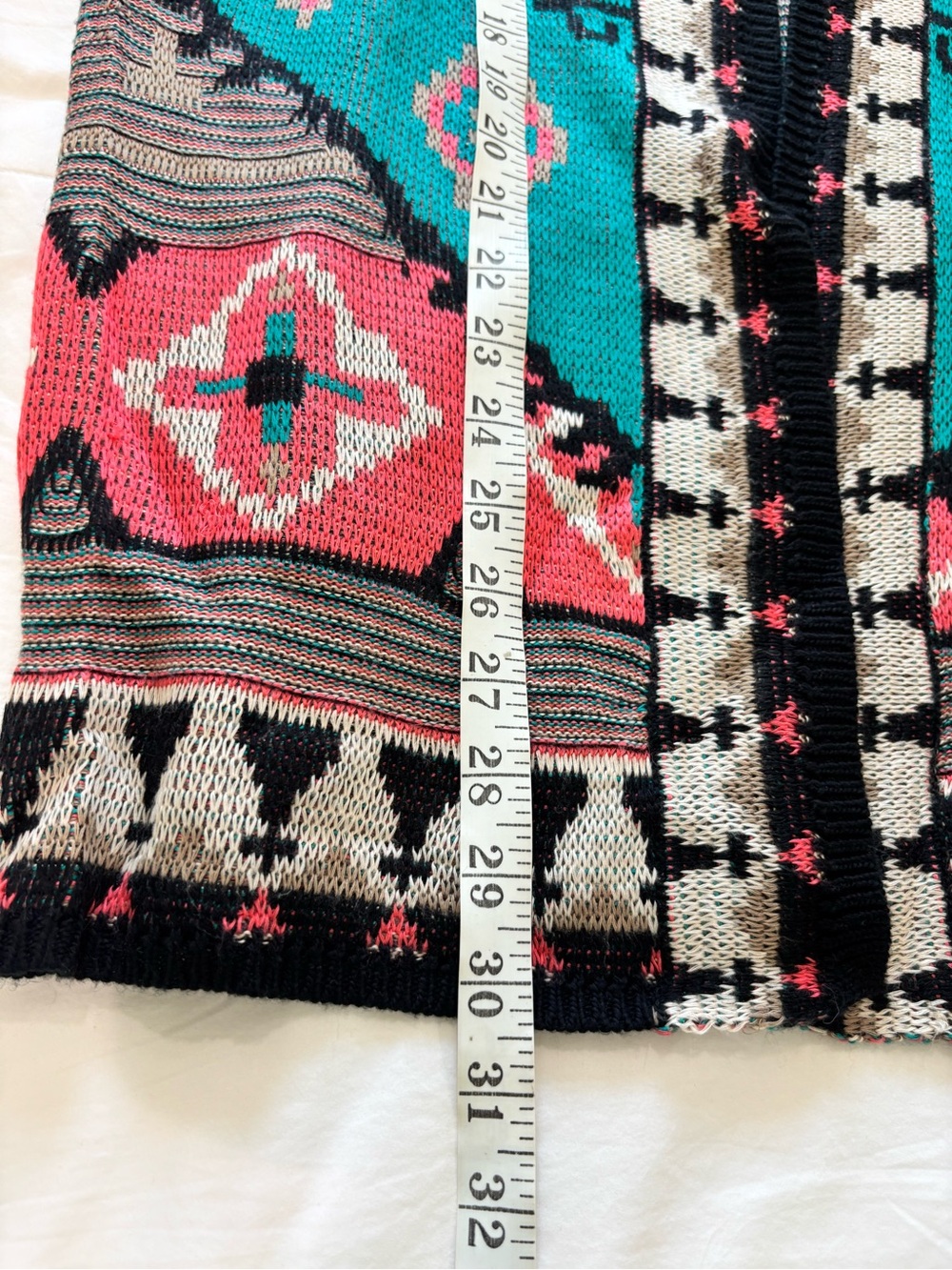 Flying Tomato S Open Sweater Cardigan Southwestern Boho Aztec Turquoise Coral - Picture 7 of 9